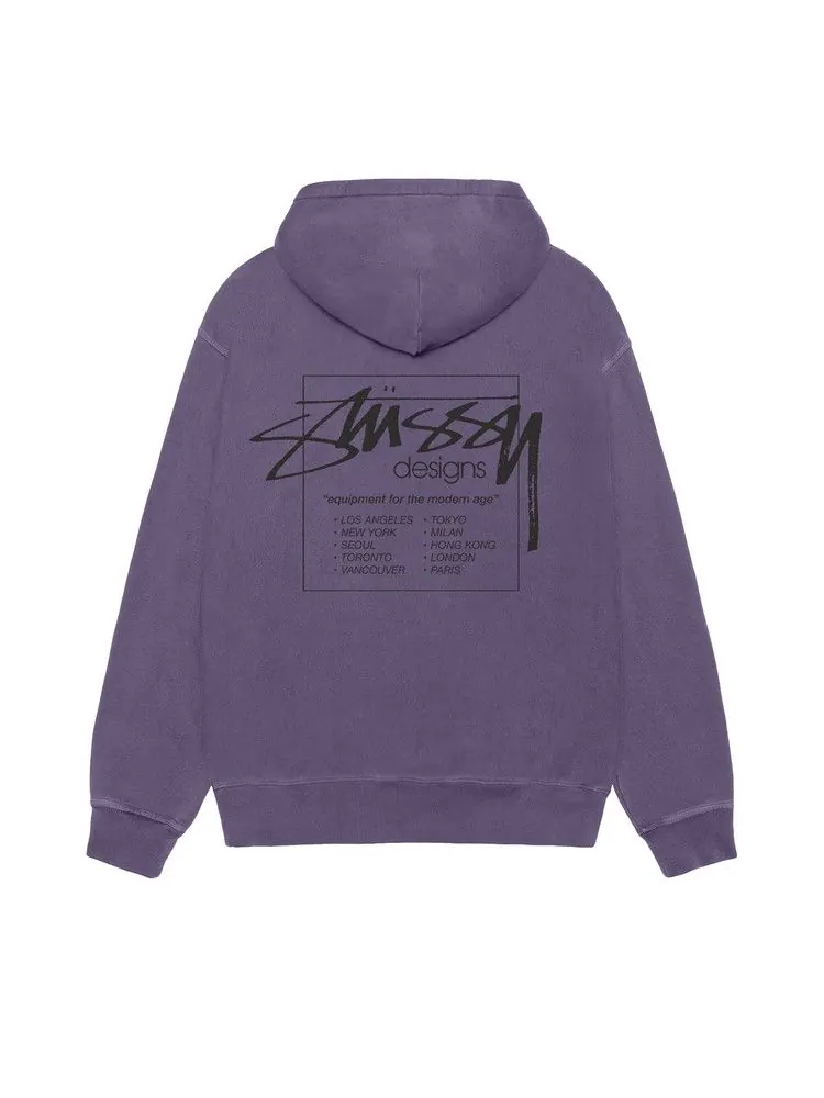 Худи Stussy Modern Age Zip Hoodie Pigment Dyed — изображение 2 из 2, фиолетовый