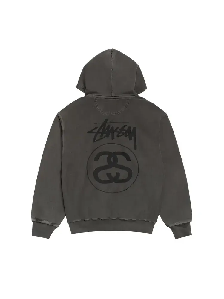Толстовка на молнии Stussy Stock Link Pigment Dyed — изображение 2 из 2, черный