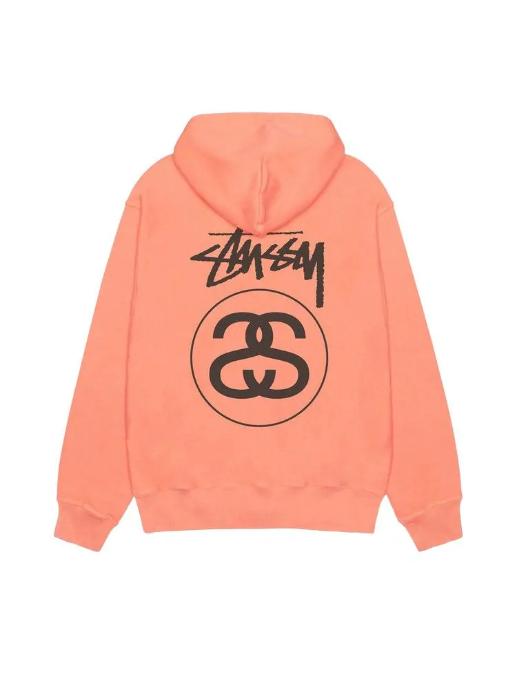 Худи Stussy Stock Link Zip Hoodie Pigment Dyed, Sherbert — изображение 2 из 2, оранжевый