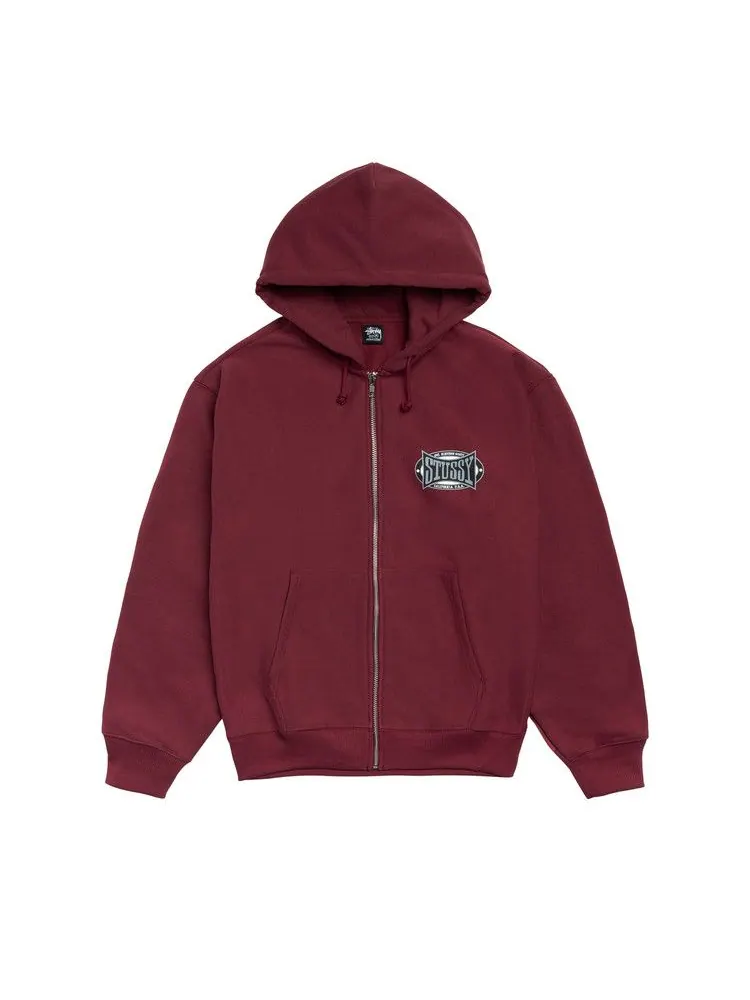 Худи Stussy Champion Oval Zip Hoodie 'Wine'