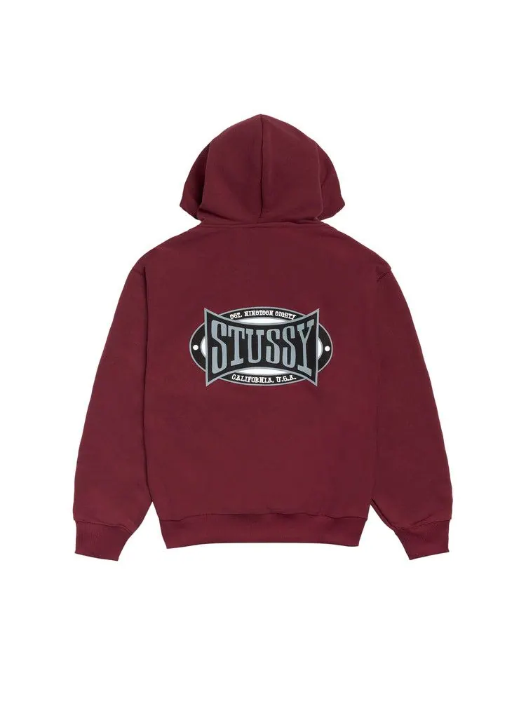 Худи Stussy Champion Oval Zip Hoodie 'Wine' — изображение 2 из 2, красный