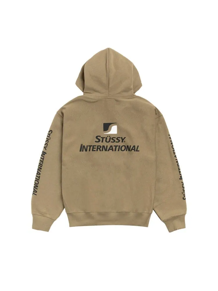 Худи Stussy International Zip Hoodie 'Army' — изображение 2 из 2, бежевый