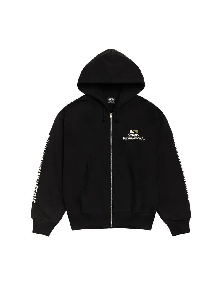 Худи Stussy International Zip Hoodie 'Black'
