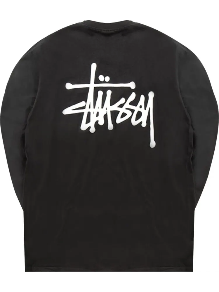 Лонгслив Stussy Basic Long-Sleeve Tee 'Black' — изображение 2 из 2, черный