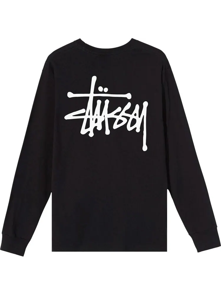 Лонгслив Stussy Basic Long-Sleeve Tee 'Black' — изображение 2 из 2, черный