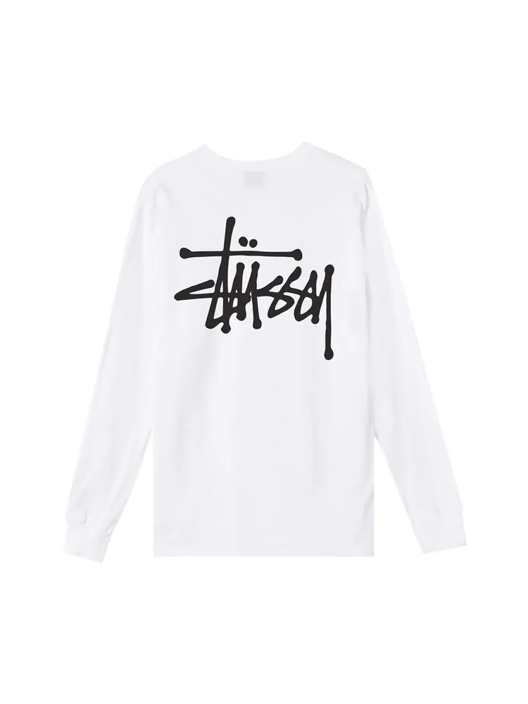 Лонгслив Stussy Basic Long-Sleeve Tee 'White' — изображение 2 из 2, белый