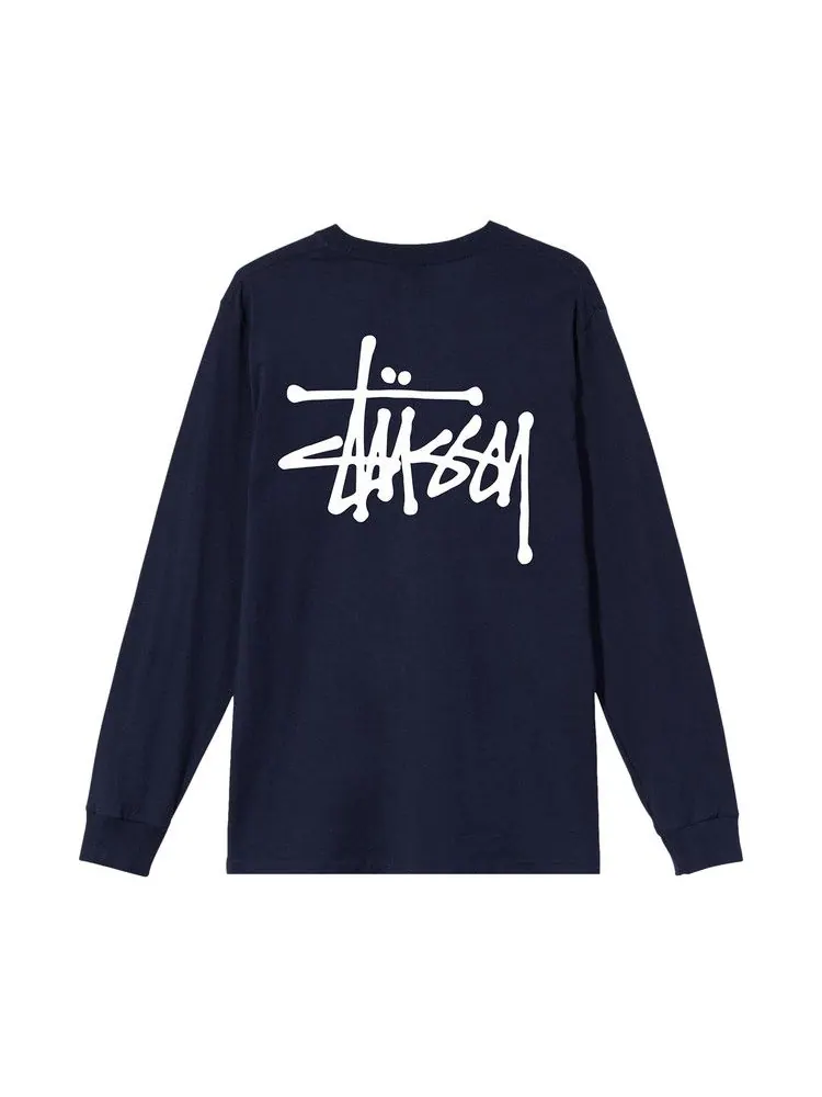 Футболка Stussy Basic Long-Sleeve Tee — изображение 2 из 2, темно-синий