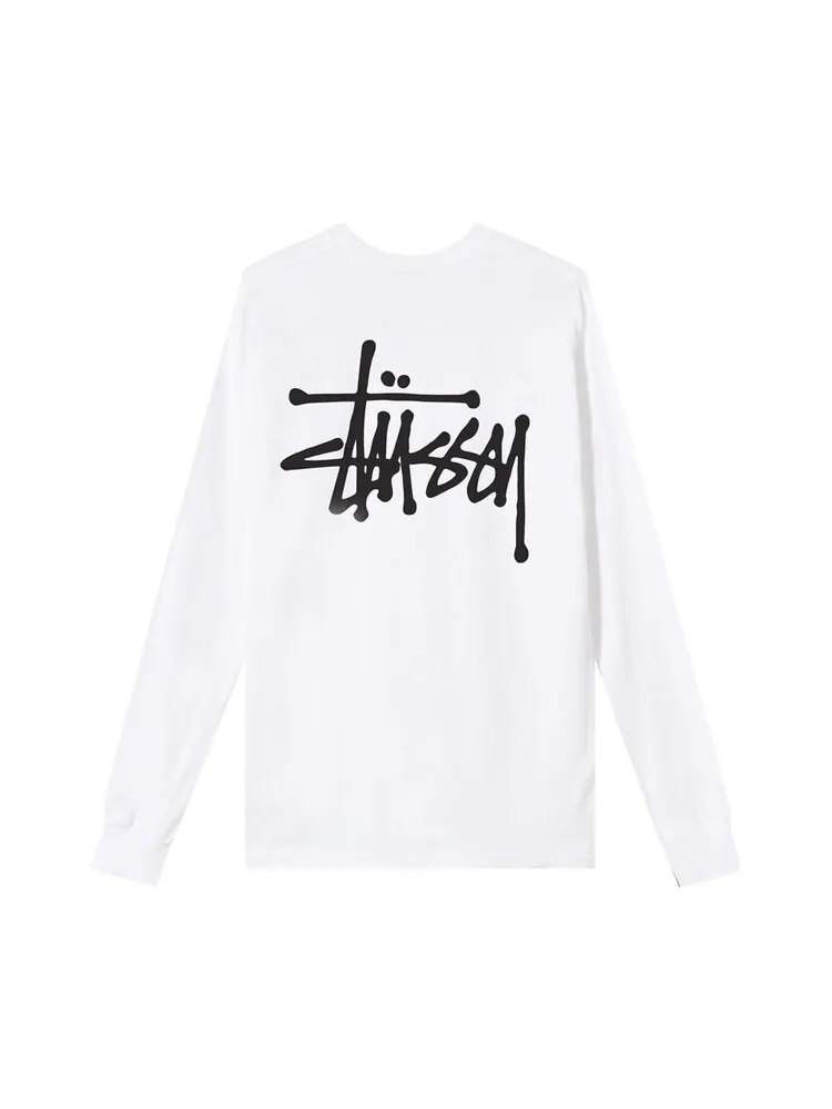 Лонгслив Stussy Basic Long-Sleeve Tee 'White' — изображение 2 из 2, белый