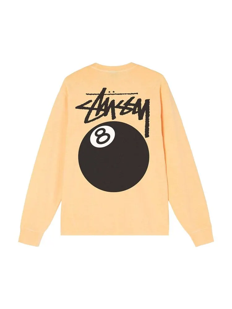 Футболка Stussy 8 Ball Pigment Dyed Long-Sleeve Tee — изображение 2 из 2, прозрачный