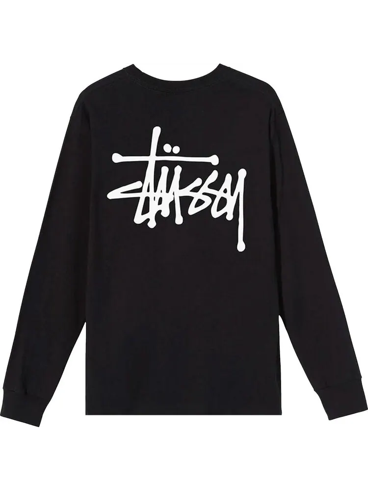 Лонгслив Stussy Basic Long-Sleeve Tee 'Black' — изображение 2 из 2, черный