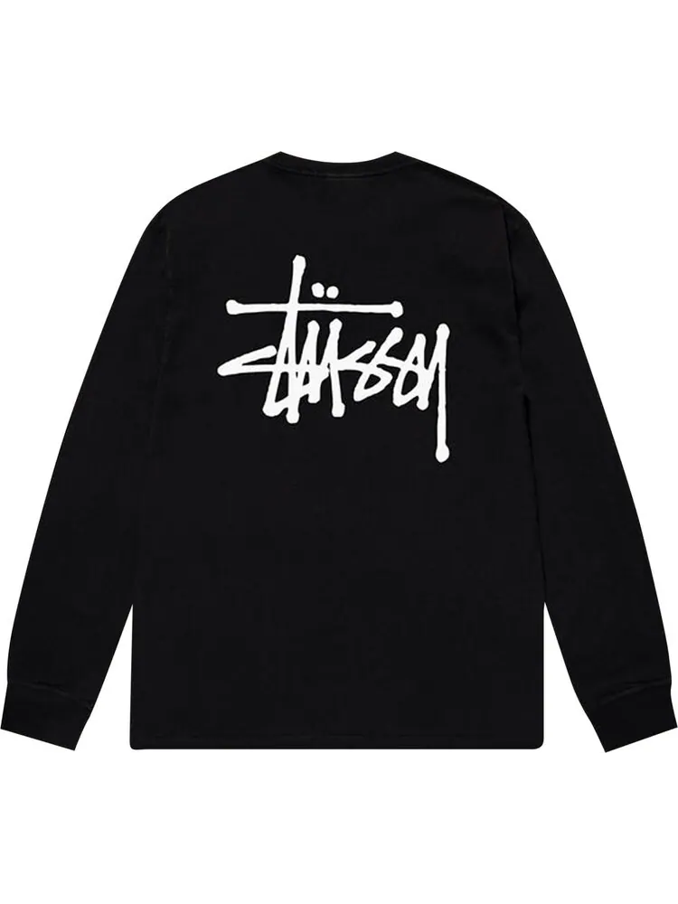 Лонгслив Stussy Basic Long-Sleeve Tee 'Black' — изображение 2 из 2, черный