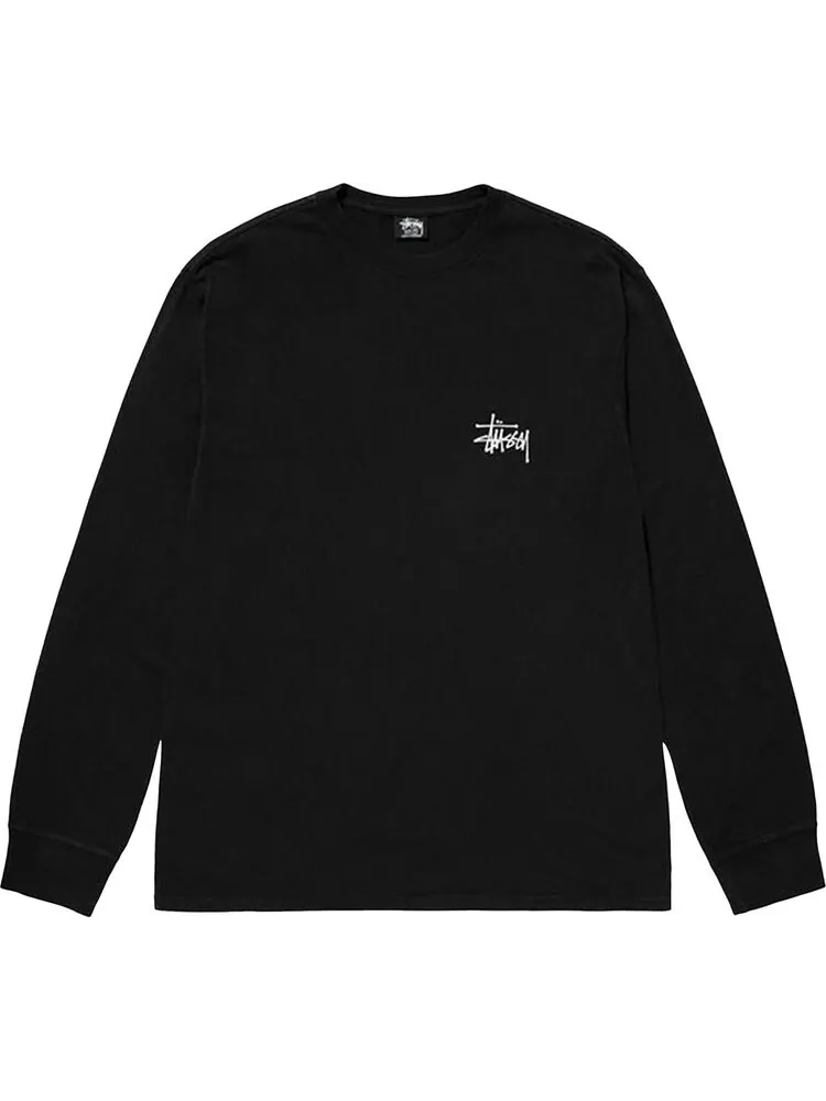 Лонгслив Stussy Basic Pigment Dyed Long-Sleeve Tee 'Black'