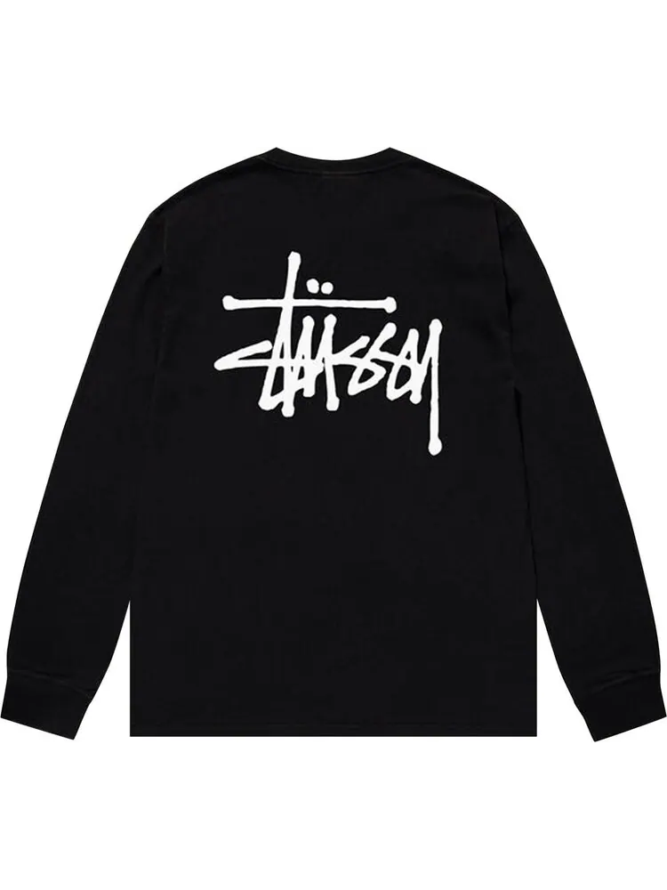 Лонгслив Stussy Basic Long-Sleeve Tee 'Black' — изображение 2 из 2, черный