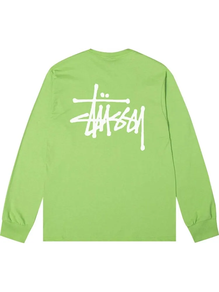 Лонгслив Stussy Basic Long-Sleeve Tee 'Tea' — изображение 2 из 2, зеленый