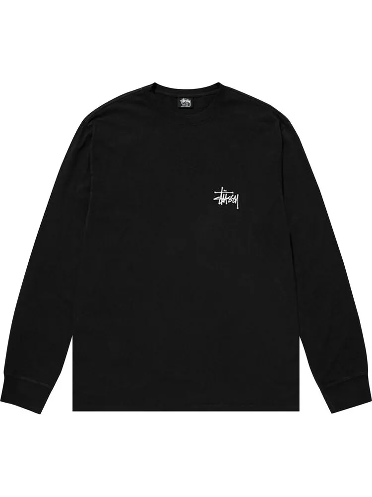 Лонгслив Stussy Basic Pigment Dyed Long-Sleeve Tee 'Black'