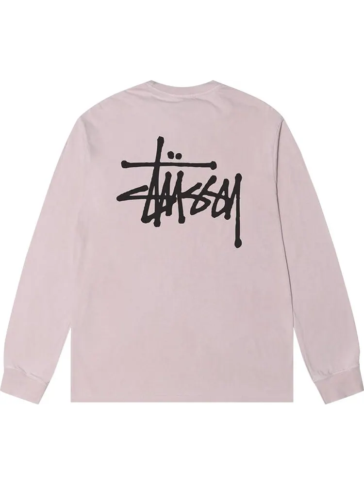 Лонгслив Stussy Basic Pigment Dyed Long-Sleeve Tee 'Blush' — изображение 2 из 2, фиолетовый
