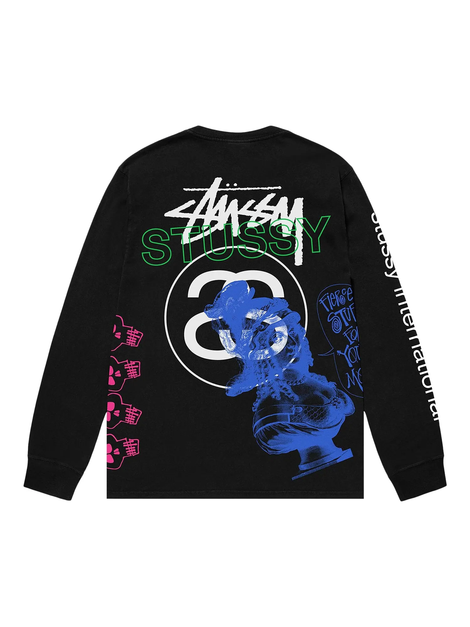 Футболка с длинными рукавами Stussy Test Strike, окрашенная в пигмент — изображение 2 из 2, черный
