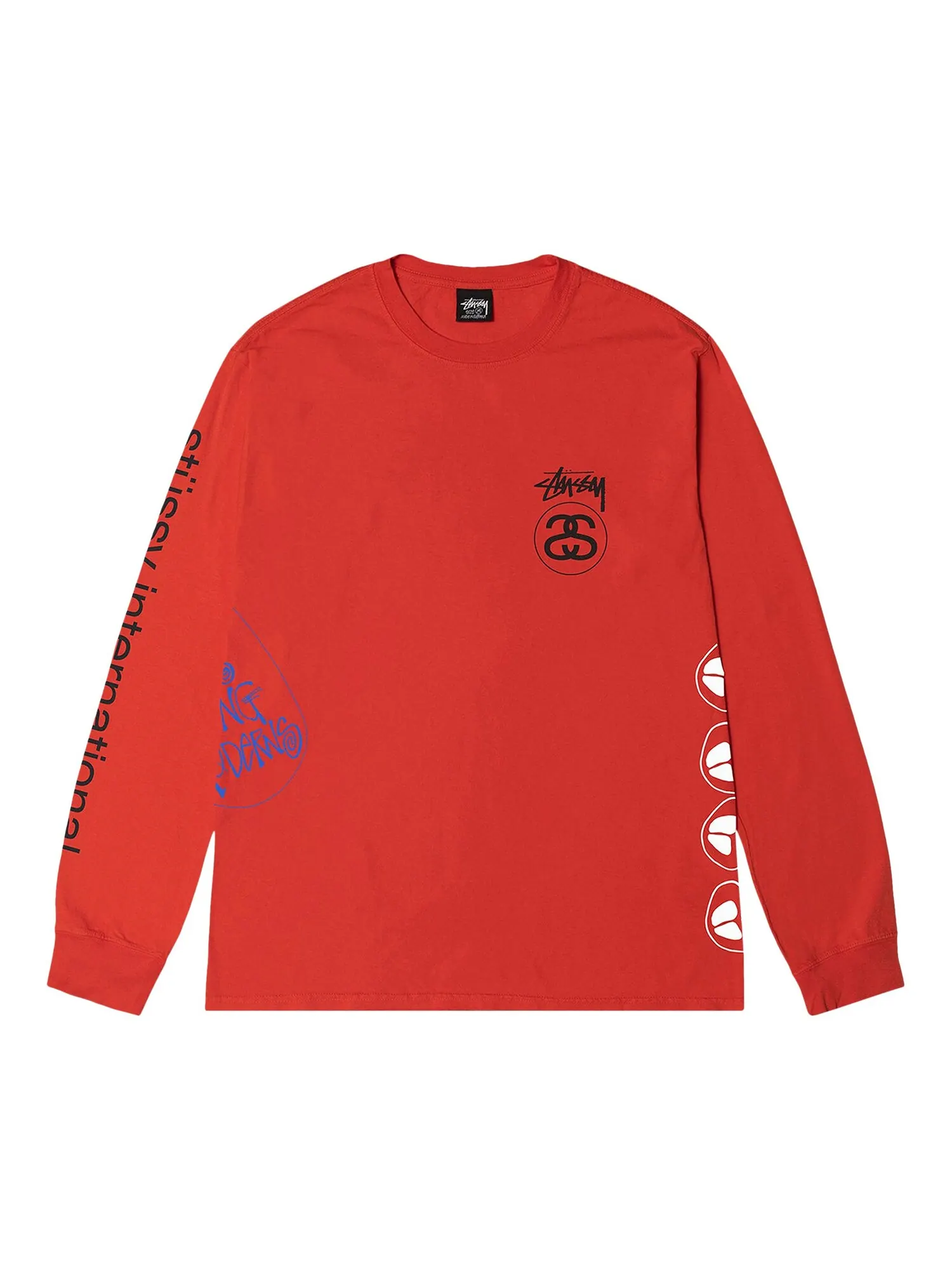 Футболка с длинными рукавами Stussy Test Strike, окрашенная в пигмент, цвет Томатный