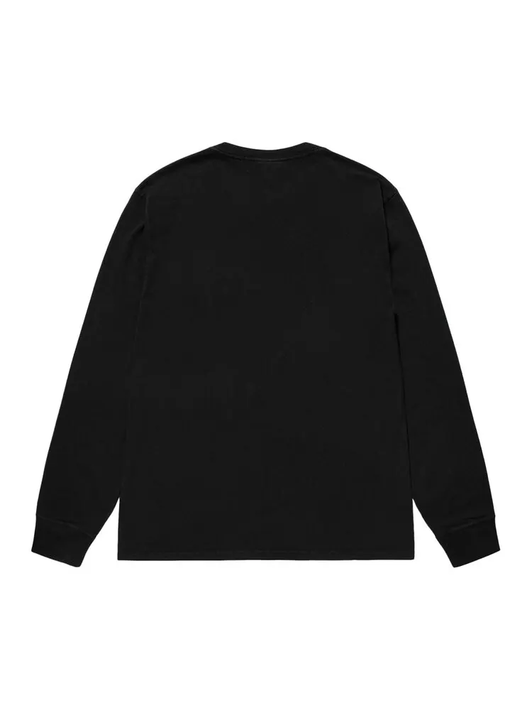 Футболка Stussy Pigment Dyed Small Stock Long-Sleeve 'Black' — изображение 2 из 2, черный