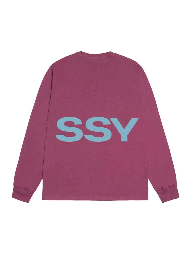 Футболка Stussy All Caps Long-Sleeve Tee — изображение 2 из 2, фиолетовый