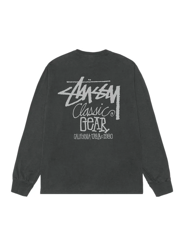 Футболка Stussy Classic Gear Long-Sleeve Tee Pigment Dyed — изображение 2 из 2, черный