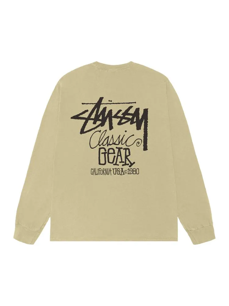 Футболка Stussy Classic Gear Long-Sleeve Tee Pigment Dyed, Elm — изображение 2 из 2, бежевый