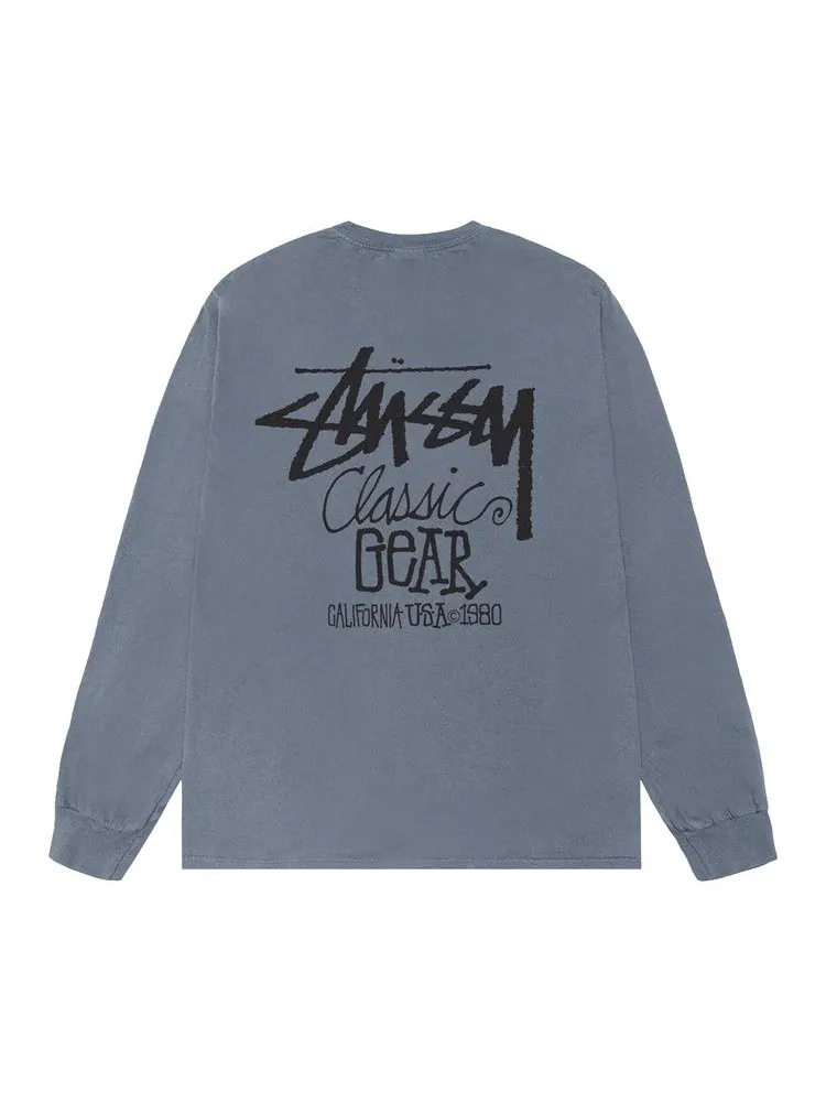 Футболка Stussy Classic Gear Long-Sleeve Tee Pigment Dyed — изображение 2 из 2, темно-синий