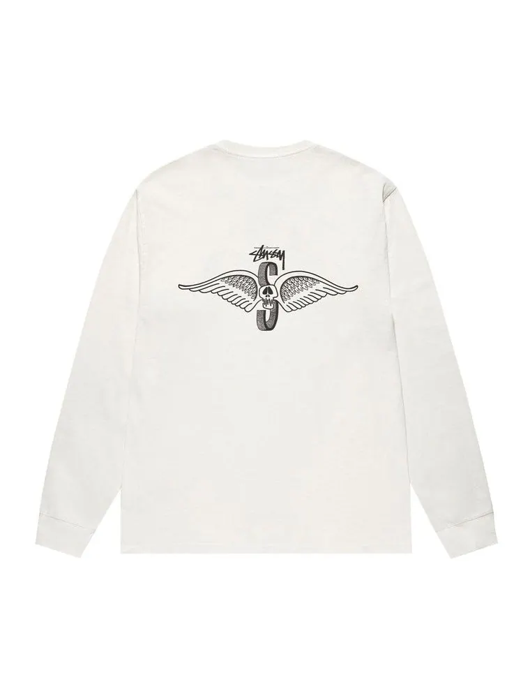 Футболка Stussy Skull Wings Long-Sleeve Tee Pigment Dyed — изображение 2 из 2, прозрачный