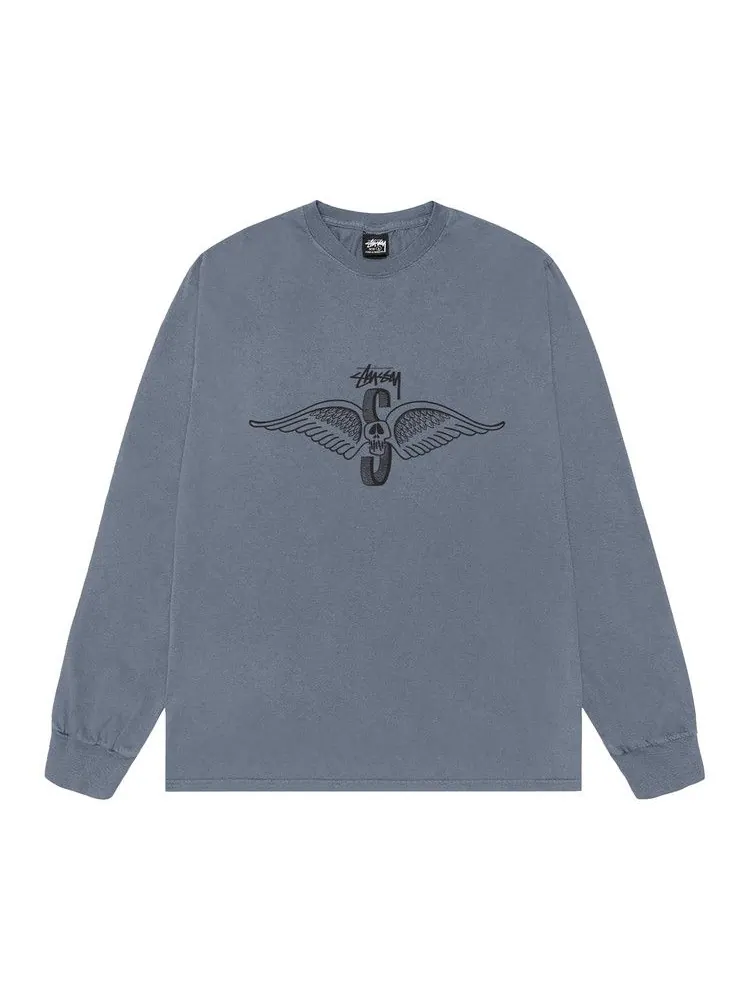 Футболка Stussy Skull Wings Long-Sleeve Tee Pigment Dyed