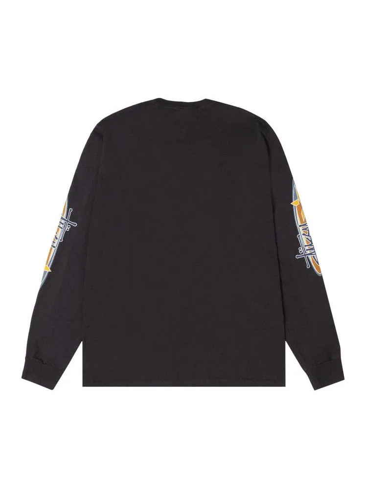 Футболка Stussy Two Star Long-Sleeve Tee Pigment Dyed — изображение 2 из 3, черный