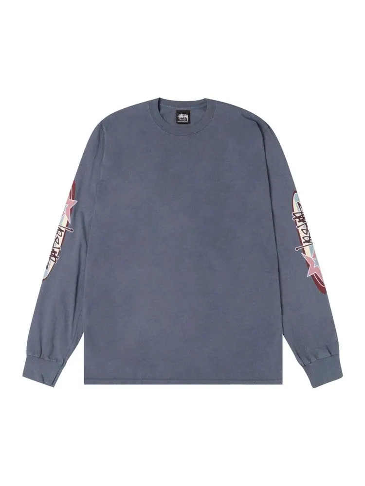 Футболка Stussy Two Star Long-Sleeve Tee Pigment Dyed 'Navy'