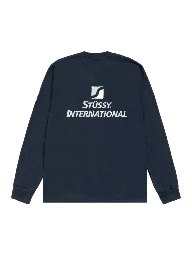 Футболка Stussy International Long-Sleeve Tee 'Navy' — изображение 2 из 2, синий