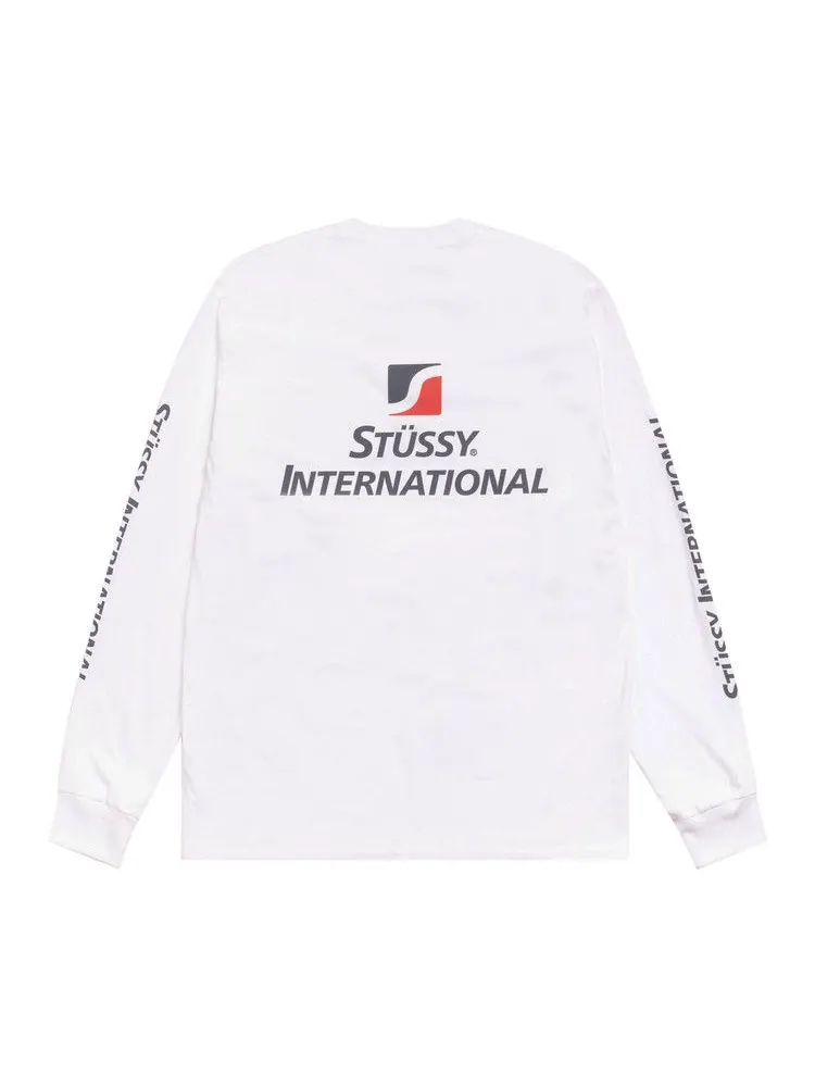 Футболка Stussy International Long-Sleeve Tee 'White' — изображение 2 из 2, белый