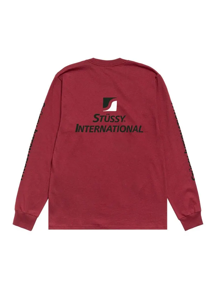 Футболка Stussy International Long-Sleeve Tee 'Wine' — изображение 2 из 2, красный