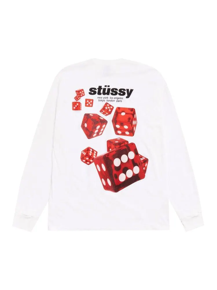Футболка Stussy Rollers Long-Sleeve Tee 'White' — изображение 2 из 2, белый
