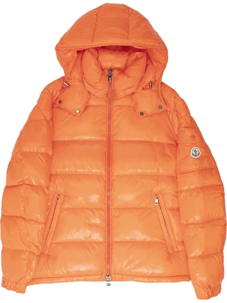 Пуховик Moncler Maya Hooded Puffer Shiny Jacket 'Orange' — изображение 1 из 1, оранжевый