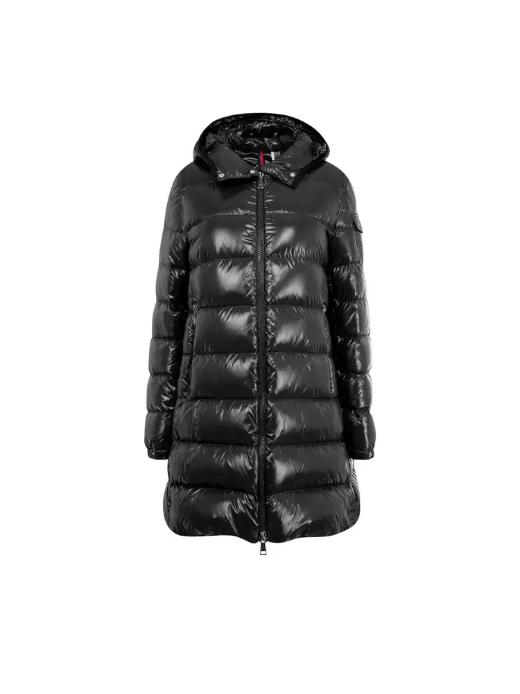 Длинное пальто Moncler Courcelles, черное — изображение 1 из 2, черный