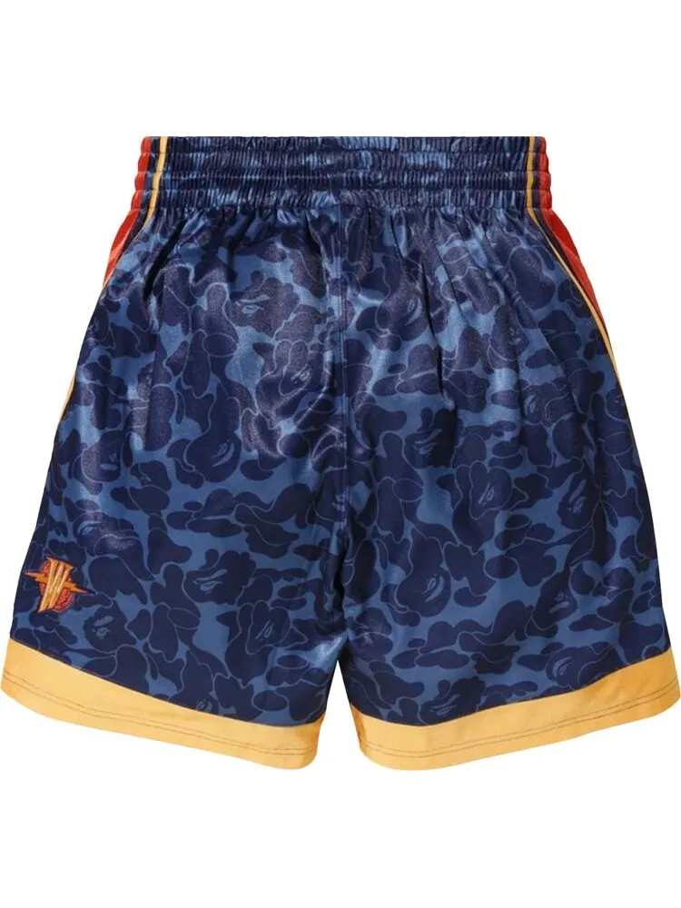 Шорты BAPE x Mitchell & Ness Warriors ABC Basketball Authentic Shorts 'Navy' — изображение 2 из 2, синий