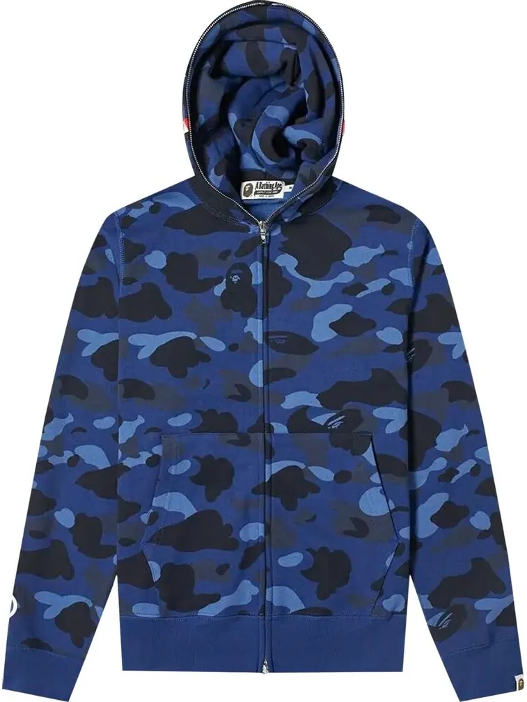 Худи BAPE Color Camo 2nd Shark Full Zip Hoodie 'Navy' — изображение 1 из 1, синий