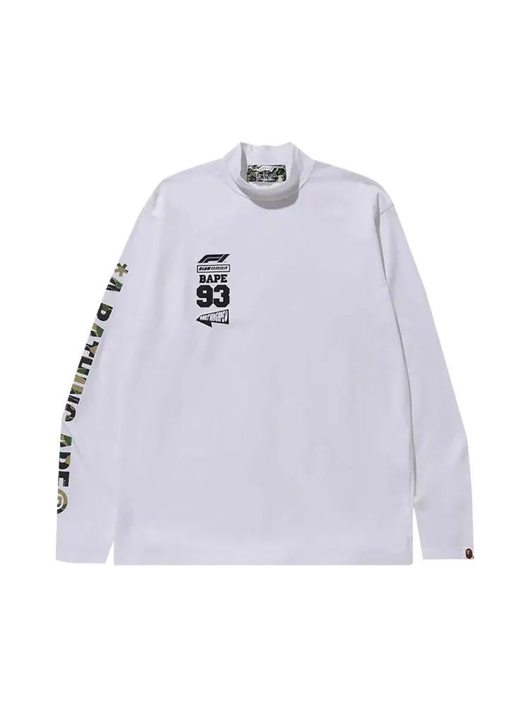 Футболка BAPE x F1 Mock Neck Long-Sleeve Tee — изображение 1 из 2, белый