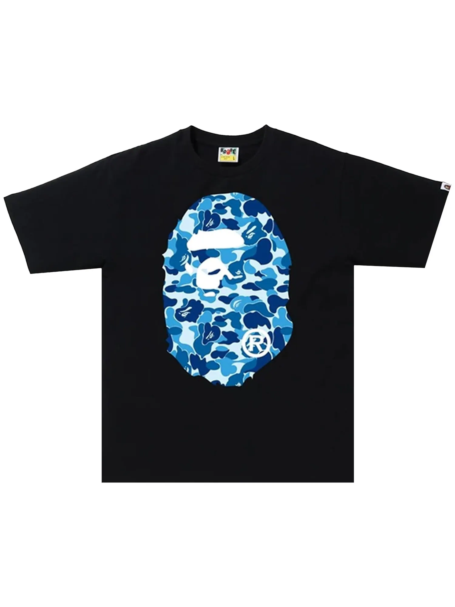 BAPE ABC Камуфляжная футболка с головой большой обезьяны — изображение 1 из 1, черный/синий