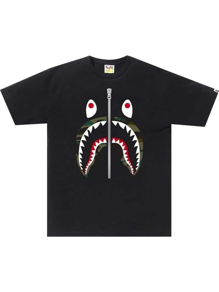 Футболка BAPE 1st Camo Shark Tee 'Black/Green' — изображение 1 из 1, черный