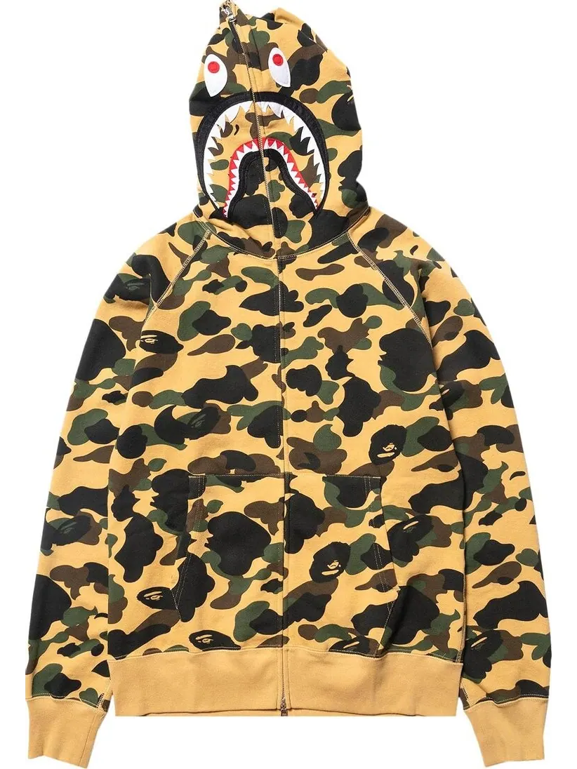 Худи BAPE 1st Camo Shark Full Zip Hoodie 'Yellow' — изображение 1 из 1, желтый