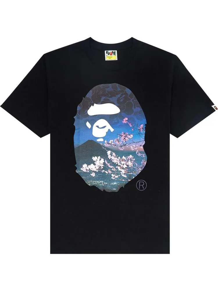 Футболка BAPE Sakura Photo Ape Head Tee 'Black' — изображение 1 из 1, черный