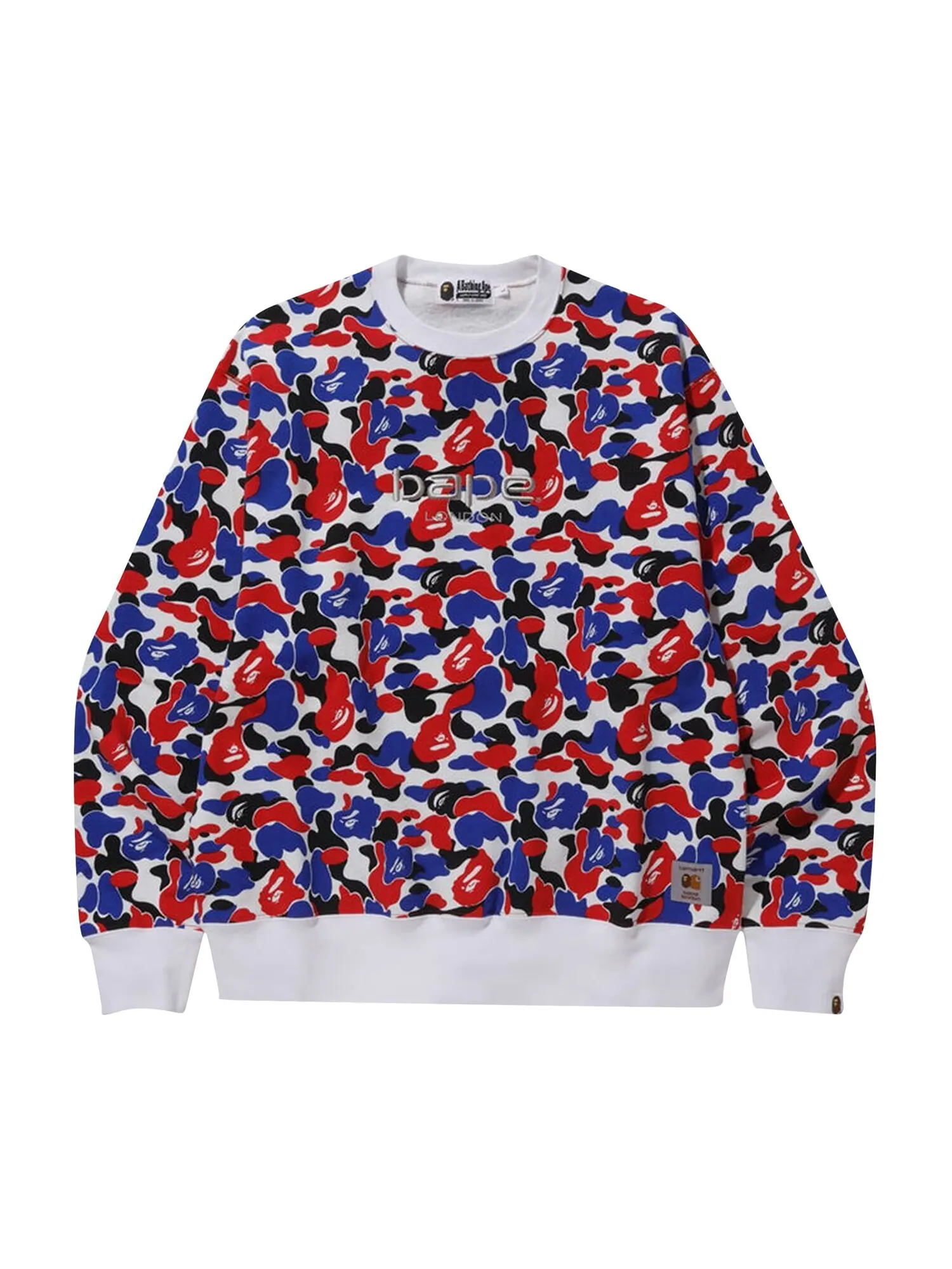 BAPE x Carharrt London Свободный камуфляж с круглым вырезом Красный — изображение 1 из 1