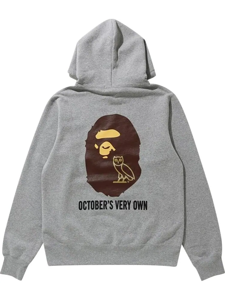 Худи BAPE x OVO Pullover Hoodie 'Gray' — изображение 2 из 2, серый