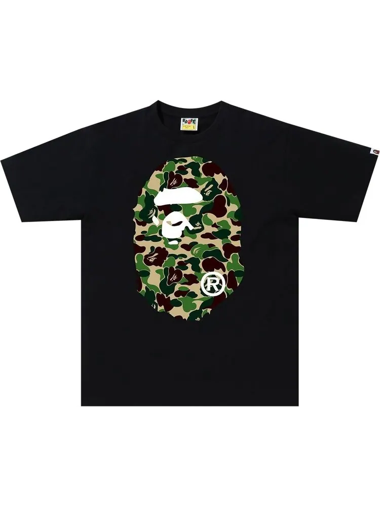 Футболка BAPE ABC Camo Big Ape Head Tee 'Black/Green' — изображение 1 из 1, черный