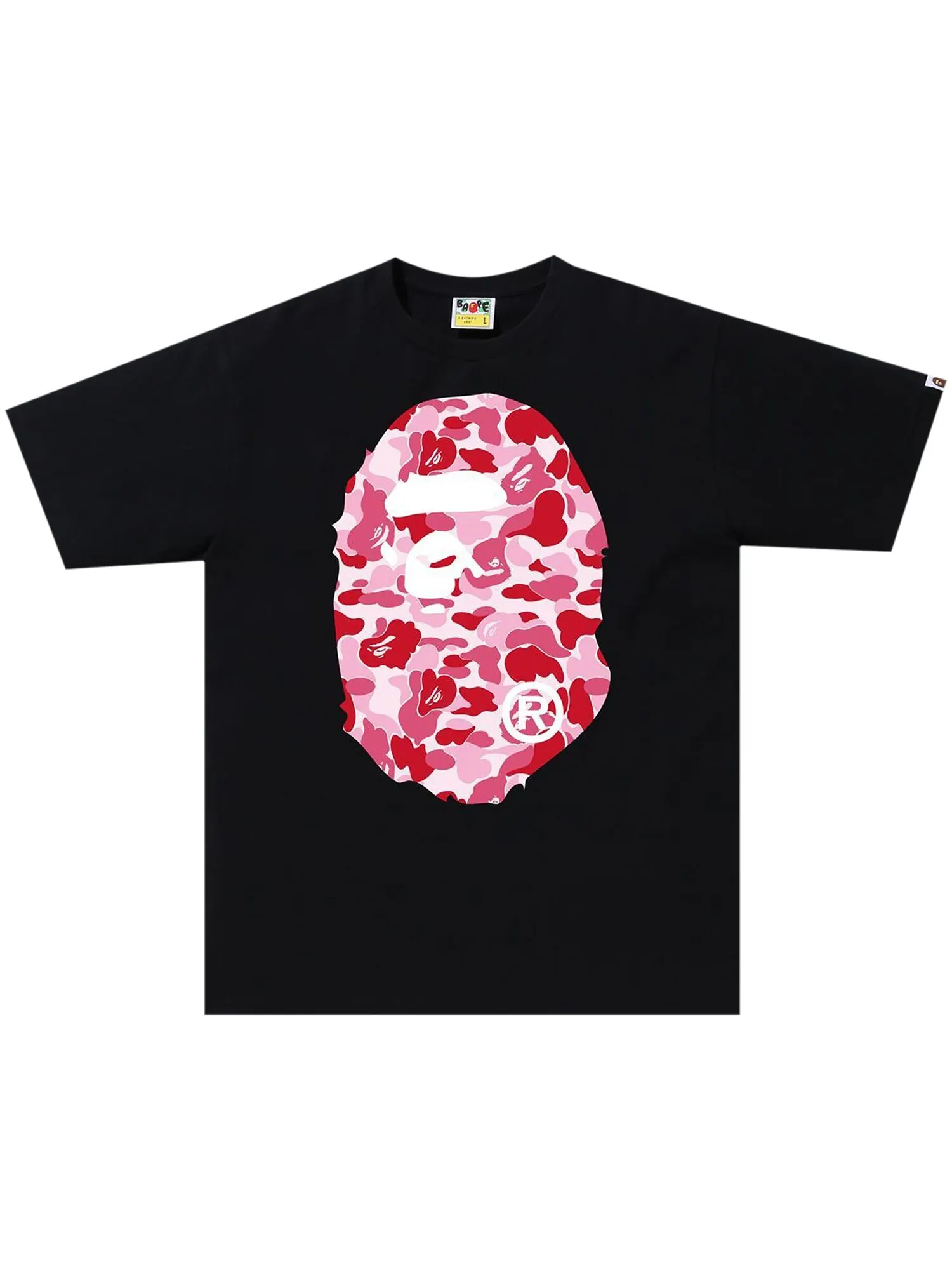 BAPE ABC Камуфляжная футболка с головой большой обезьяны — изображение 1 из 2, черный/розовый