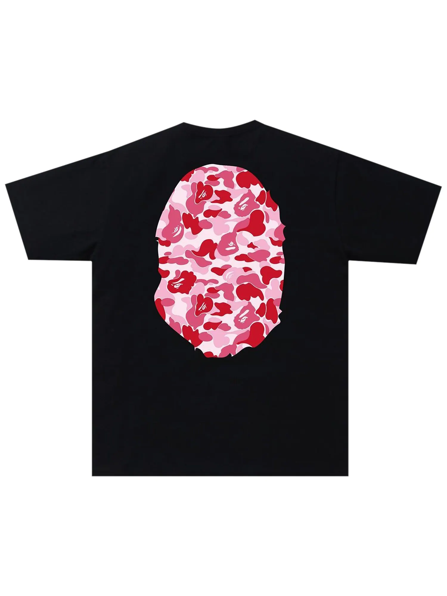 BAPE ABC Камуфляжная футболка с головой большой обезьяны — изображение 2 из 2, черный/розовый
