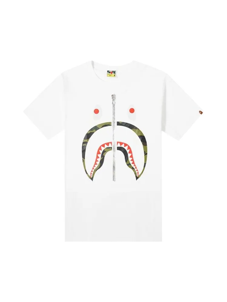 Футболка BAPE ABC Camo Shark Tee 'White/Green' — изображение 1 из 1, белый